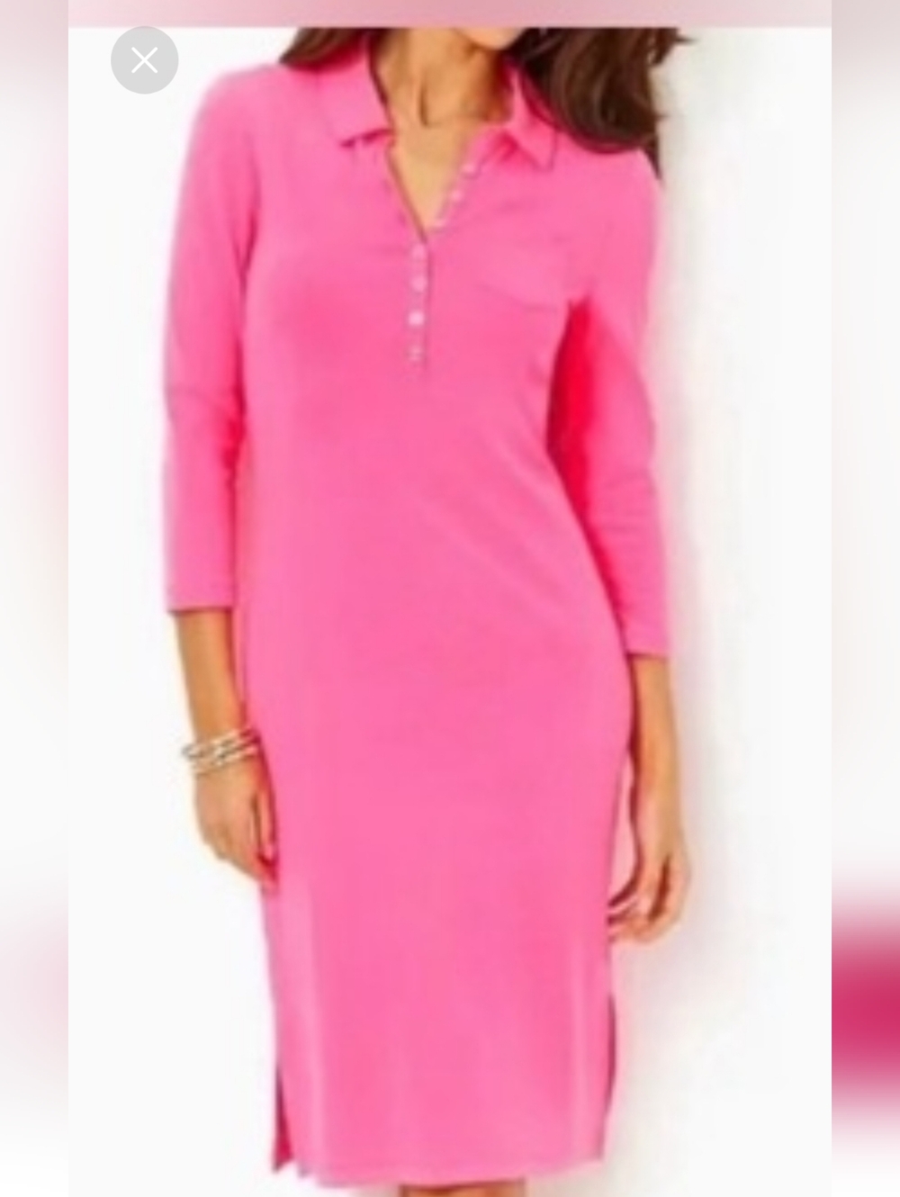 Lilly Pulitzer Classic Polo Sheath Dress Remma in Bright Pink. 3/4 Sleeves Sz M
